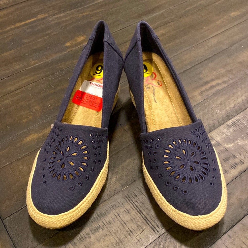 Never work summer navy shoes memory foam
